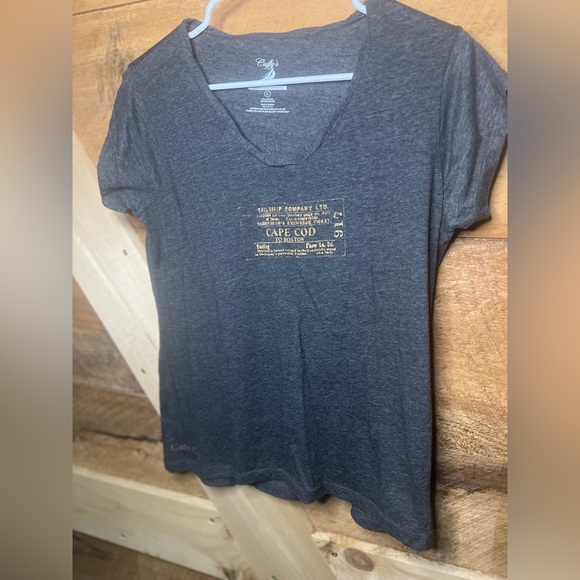 Cuffy’s Cape Cod Boston Women’s T Shirt V Neck Top Large Grey - Picture 4 of 7